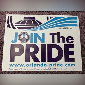 Orlando Pride NWSL Original Promo Sign 2017 24 in. Long X 18 in. Wide Rare VGC